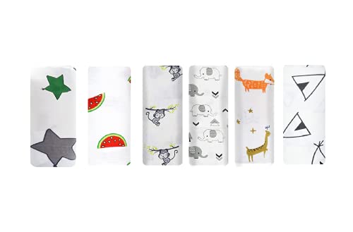 Image of swaddle blanket for winter 100% Pure Cotton Muslin Baby Swaddle Blanket, Swaddle for Newborn Baby Super Soft Cotton Receiving Wrapper Cloth, Stroller Cover-Pack of 6 with Size 120X100 CM - Kids Mania