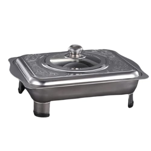 Image of Stainless Steel Buffet Dish Rectangular Chafing Food Tray Chafer Pan with Lid Steam Table Pan for Wedding Parties Banquet Catering Events Chafing Dish for Parties Buffet