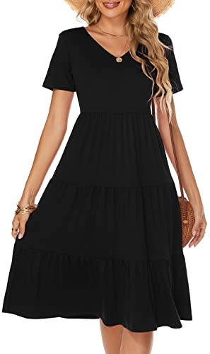 Image of Berydress Women's Casual Summer Tiered Midi Dress 2026 V Neck Boho Sundress