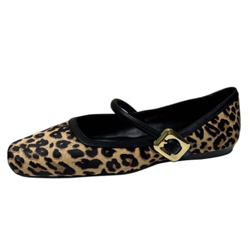 Leopard Print Shoes Women Mary Jane Flats Summer Shoes for Women 2024 Y2k Shoes Ballet Flats