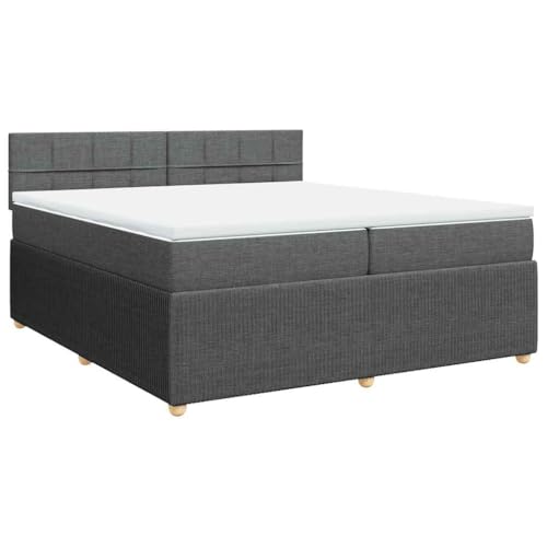 vidaXL Boxspringbett, Doppelbett mit Matratze Matratzenauflage, Bettgestell mit Kopfteil, Polsterbett Bett für Schlafzimmer, Dunkelgrau 200x200cm Stoff