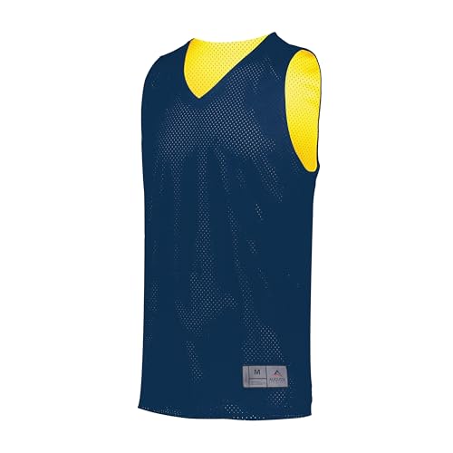 Augusta Sportswear Men's Standard Tricot Mesh Reversible Jersey 2.0, Navy/Gold