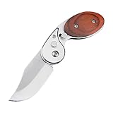 Mini Folding Pocket Knife & EDC Small Knife,2' 5CR13MOV Blade, Wooden Handle with Pocket Clip,Assisted Opening Pocket Knives for Camping Survival,Cool Gadgets for Men Women