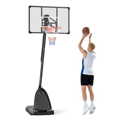SPORTNOW Canasta de Baloncesto para Exterior Altura Ajustable 236-293 cm con Tablero de Dardos Aro de Baloncesto con Ruedas Base Rellenable para Adolescentes y Adulto Negro