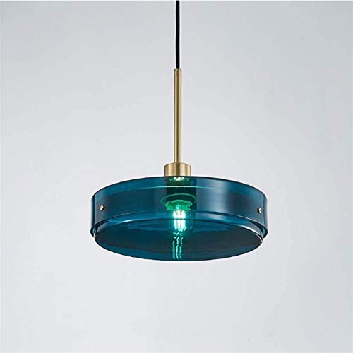 Suspension verre bleu et support laiton de caractère E27 - 2