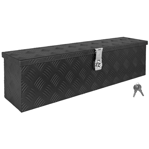 Trucky Truckbox aus Aluminium, in Schwarz, Abschließbar, Robustes Riffelblech, Für Werkstatt, Auto, Hobby, Ausführung:Modell 3 (79 x 21 x 22 cm / D035)