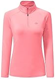 AjezMax Damen Sportshirt Langarm 1/4 Reißverschluss Fleece Longsleeve Laufshirt Warm Funktionsshirt Stretch Sport Langarmshirt für Jogging Yoga Rosa Größe L