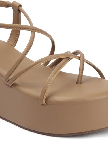 Image of TRYME Women Open Toe Comfort Multi Strap Stylish Daily Wear Wedge Heel Sandals