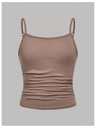 Image of SOLY HUX Girl's Tank Tops 3 Packs Cute Ruched Spaghetti Strap Camisole Slim Fit Undershirts