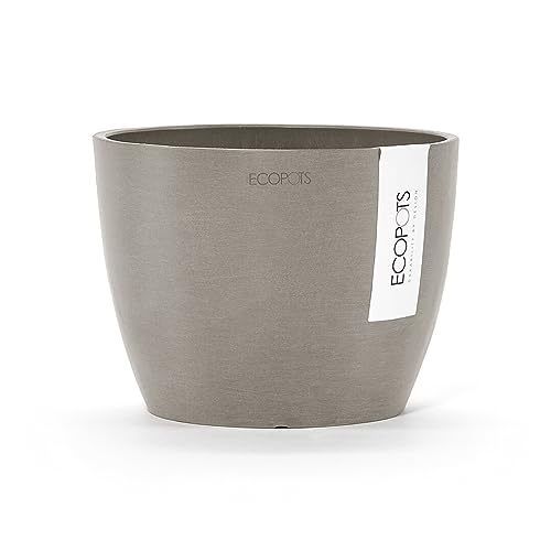 Ecopots Blumentopf Stockholm Mini Braun Grau - Durchmesser Ø 16 cm rund klein - Pflanzentopf aus Recycling Kunststoff - Übertopf modern für Indoor und Outdoor