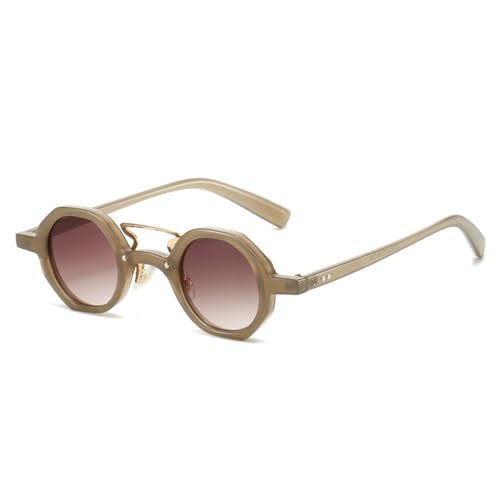 Lunettes de soleil rondes rétro femmes hommes UV400 double pont rivets punk vintage