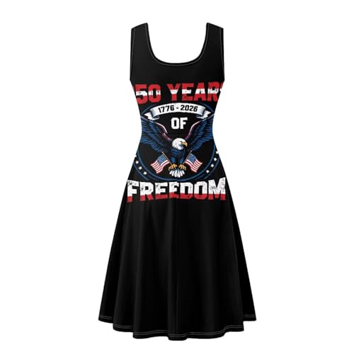 Image of Women Stylish Tank Dresses Sleeveless Round Neck Midi Casual Dress with Pocket for Summer
