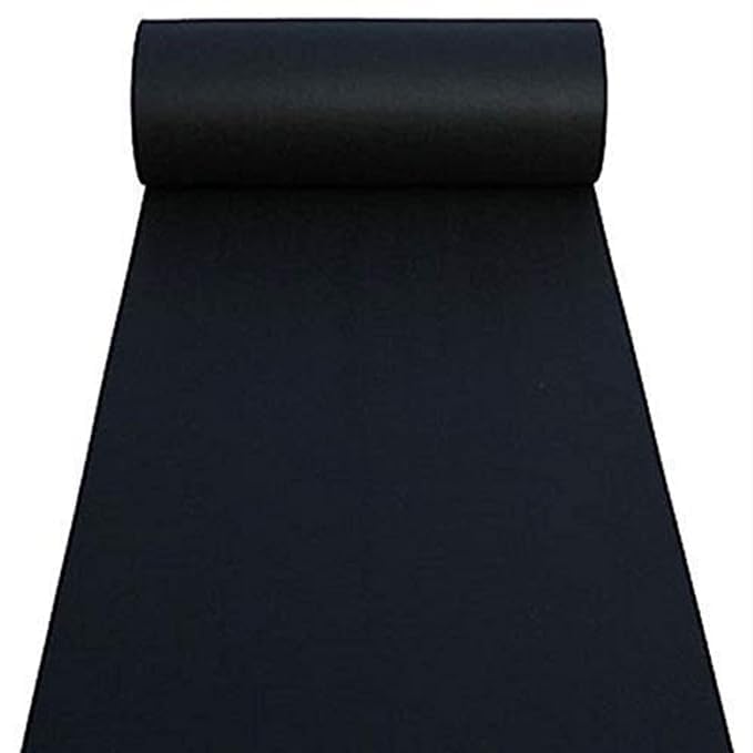 Image of Shanno Carpet for Home Polyester & Silk, Floor Runner Carpet for Awards Night and Party Size 8 x 40 Feet Black Color
