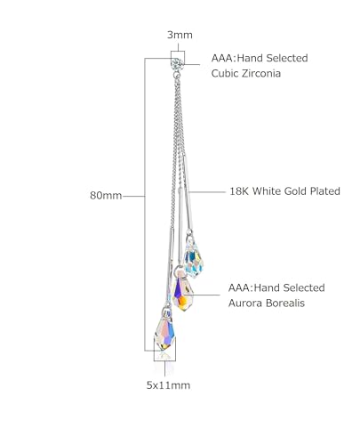 Savlano 14k White Gold Plated Aurora Borealis Drop Tear Cut Austrian Rainbow Multicolor Crystal Tear Drop Cut Stud Dangle Earrings For Women4