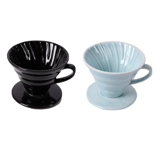 OSALADI Blue Porcelain Coffee Mugs Handmade Ceramic Filter Cup Cone Shape Dripper for Coffee