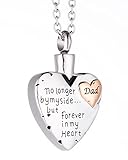 Cremation Urn Necklace for Ashes Heart Urn Pendant Keepsake Cremation Jewelry for Ashes for Dad (Silver-Dad)