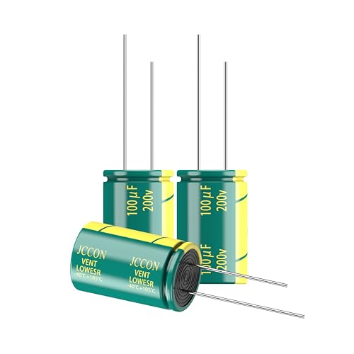 JCCON 5-Pack 200V 100uF Low ESR Electrolytic Capacitors