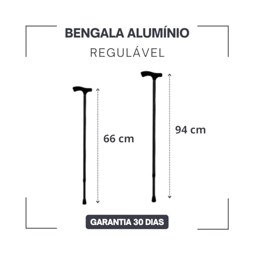 Bengala Bastão Alumínio Ortopédico Idoso Pé Borracha Preta