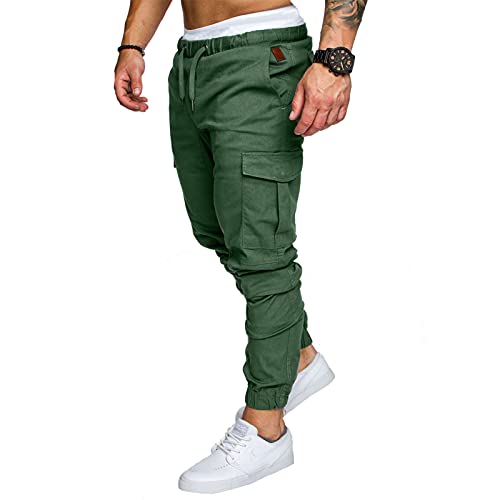 Sir7 Mens Fashion Joggers Sports Pants Athletic Workout Trousers Casual Cargo Pants Army Green Small #TOP1