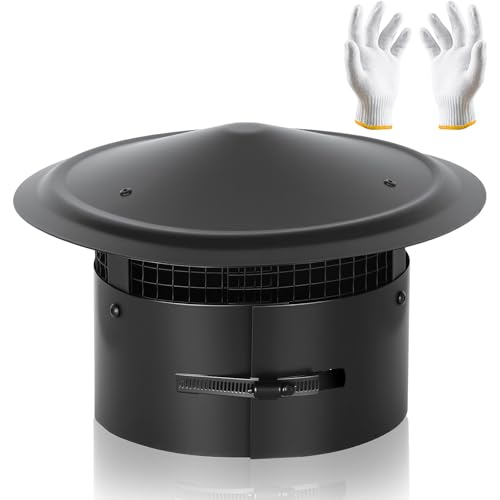 Fuairmee 6 Inch Round Chimney Cap, 304 Stainless Steel Cone Top Roof Rain with Screen, Fireplace Exhaust Roof Vent Cover for Outside, Weatherproof Rain Cap Excellent Ventilation Easy to Install Black