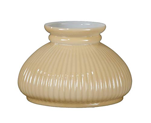Image of B&P Lamp American Made Opal Glass Rib Student Shade, Buff Nu-Gold Background, 7 Inch Fitter, Hand Blown Milk Glass, Plain Top, 5-3 /8 Inch Height