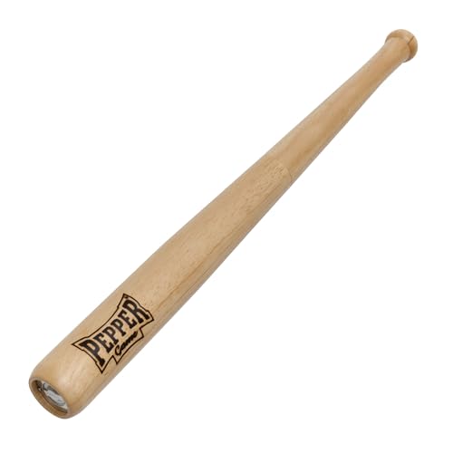 PROFINO Pfeffermühle Pepper Game | 71 cm Baseballschläger | Keramikmahlwerk | Gummibaum-Holz | Edelstahl-Wandhalterung | Große Pfeffermühle Holz | Gewürzmühle, Braun