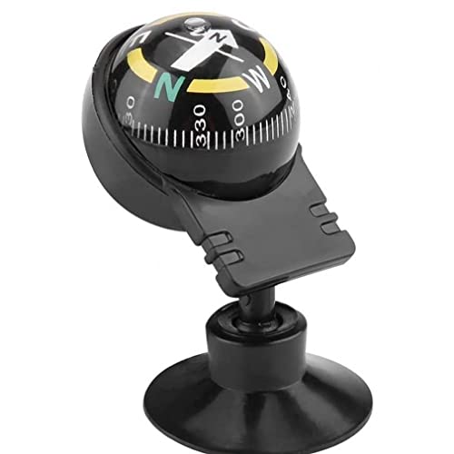 Ruluti Car Compass Ball, Mini Compass Compact Ball Compass, Perfect for Finding Direction, Universal Dashboard Dash Stand Black