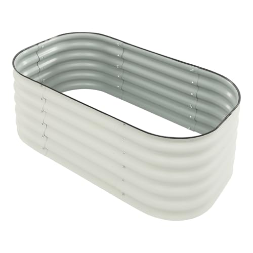 Garden Hochbeet-Kits, 43 cm Hoch, Offener Boden für Drainage, 6-in-1 modulares Metall-Hochbeet für Gemüse, Blumen, Terrasse, Boden-Pflanzkasten,weiß