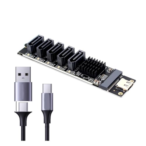 Tarjeta convertidora Type-C a SATA3.0 de 5 puertos y 6 Gbps con chipset JM575 y JMS580
