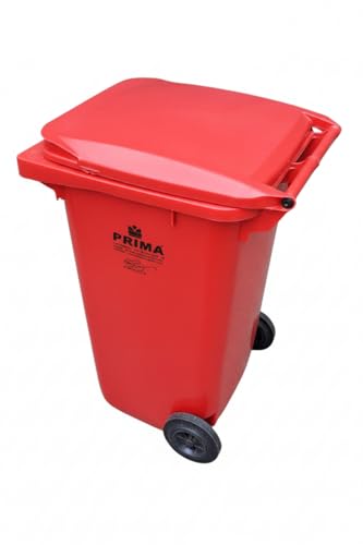Image of Prima Plastic Manual-Lift Garbage Waste Dustbin with Wheels 240 Ltr Red