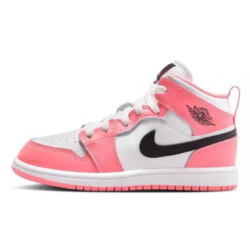 Jordan 1 Mid Little Scarpe Bambino (Pink Gaze/Bianco/Nero), Pink Gaze/Bianco/Nero, 12.5 Little Kid