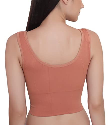 Image of GLAMORAS Women Nylon Spandex Padded Non Wired Front Zip High Intensity Workout Sports Bra, Size-M, Peach