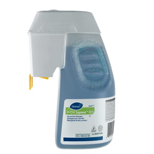 Diversey 94977476 SUMA Supreme D1.5 Pot and Pan Detergent, for Manual Warewashing Dish Wash with Floral Scent, Concentrate Optifill, 2.5-Liter