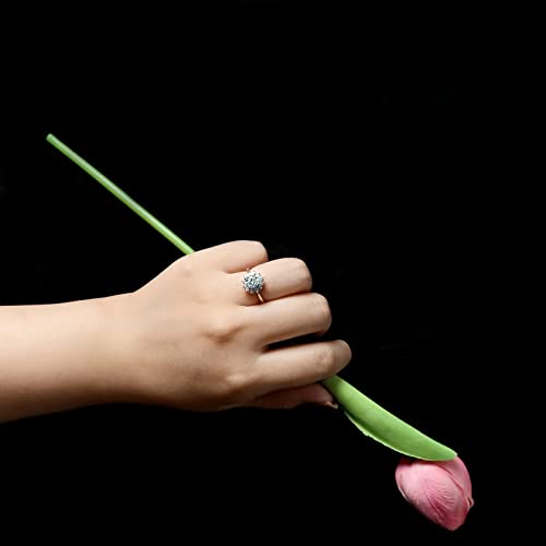 1ct Moissanite Sunflower Engagement Rings for Women, D Color VVS1 Clarity Round Cut Moissanite Ring in Sterling Silver plated with 18K White Gold Wedding Anniversary Birthday Promise Ring for her with Certificate of Authenticity4