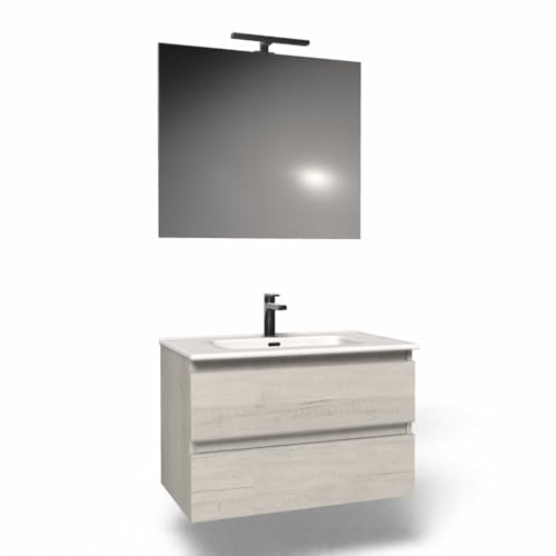 Mama Store Atena Composizione Doppio Cassetto con Gole Quercia Bianco 101x53x46