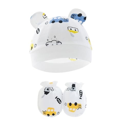 Soft Breathable Baby Hat and Mittens Set for Newborns Cotton Comfortable Fetal Caps Gentle Protections for 0-6 Months