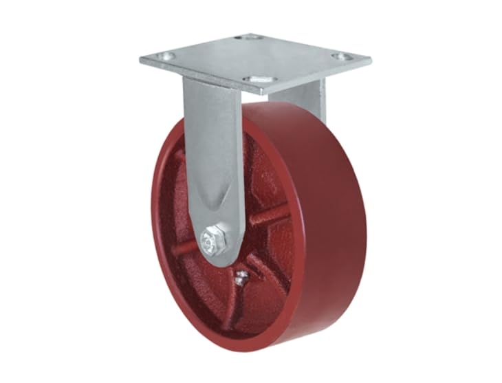 CasterHQ Brand | 6 x 2 Red Ductile Steel Wheel Rigid Caster