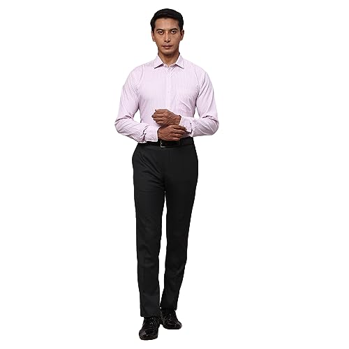 Image of Park Avenue Men's Pure Cotton Stripe Pattern Slim Fit Semi Cutaway Collar Full Sleeve Formal Shirt
