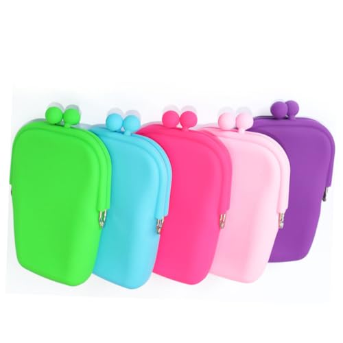 Holibanna Trousse De Rangement en Silicone Couleur Gelée, Légère Et Portable, Anti-adhésive, Pochettes Pratiques pour Téléphone Et Petit Objets, Design Aléatoire Adaptée Au Quotidien, Format Compact