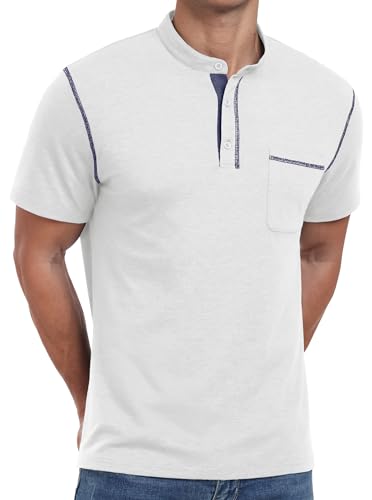 Image of Sailwind Mens Henley Shirts Short Sleeve Summer Casual Classic Cotton T Shirts Pocket Button Shirt