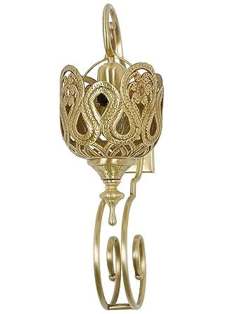 Image of Gold Antique Hand Carved Unique Brass Single-Light Wall Lamp for Living Rooms Home Decoration