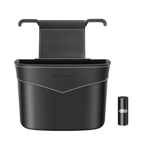 Image of Car Trash Can Mini Trash Bin Garbage Organizer with Plastic Trash Bag Automotive Small Garbage Bin for Home Office Auto Vehicle Car Door Front Back Seat Storage Accessories (hook trash can)