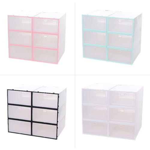 Cajas organizadoras de zapatos de plástico pp negro modulares con tapa transparente de hogar 2