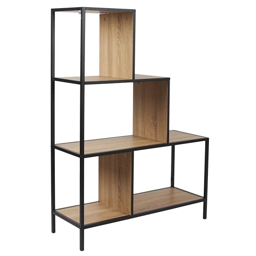 HOME DECO FACTORY - HD0081 Étagère Escalier Vintage 3 Niveaux en Bois - Conçu pour Salon, Chambre ou Bureau - Dimensions 80 x 30 x 112 cm - Couleur Marron...