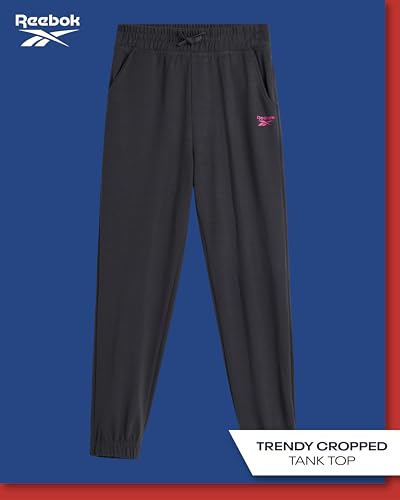 Reebok Girls' Active Leggings Set - 3 Piece Mesh Shirt, Capri Leggings, and Crop Cami Sports Bra - Summer Activewear (7-12)4