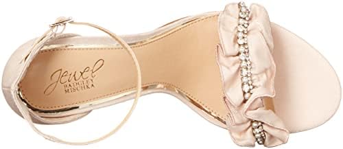 Jewel Badgley Mischka Deva Ruffle High Block Heel Champagne | Image 4