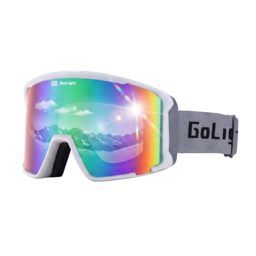 GoLight OTG Ski Goggles for Men & Women with Cylindrical REVO Lens, Anti-Fog Double-Lens Design, UV400 Protection, Triple-Layer Foam, Adjustable Anti-Slip Strap, and Full-Day Breathable Ventilation