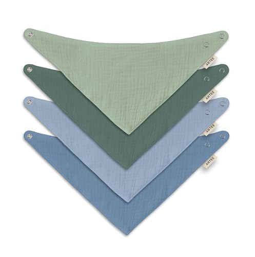 ARTEE Baby und Kleinkinder Halstuch, Sabberlatz aus 100% Musselin Baumwolle jeweils in Größe S oder Größe M, 4 oder 10 Stück Set (4, SET Sea, S)