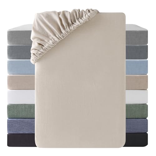 SOULFUL Spannbettlaken 90x190cm, 100% Gewaschene Baumwolle Kamel Beige – Ansicht 1