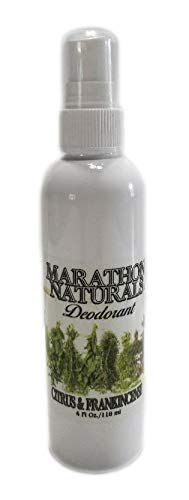 Marathon Naturals Deodorant - Aluminum Free - Alum Free - No Baking Soda - No Parabens - Long Lasting - Organic, Non-GMO Shea Butter - Natural Essential Oils - Spray Mist-4oz. (CITRUS & FRANKINCENSE)